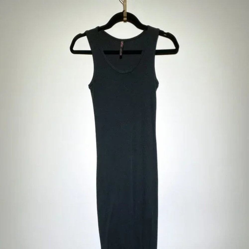 KYS LOVE Womens Black Full Length Ribbed Scoop Neck Tank Maxi Dress L